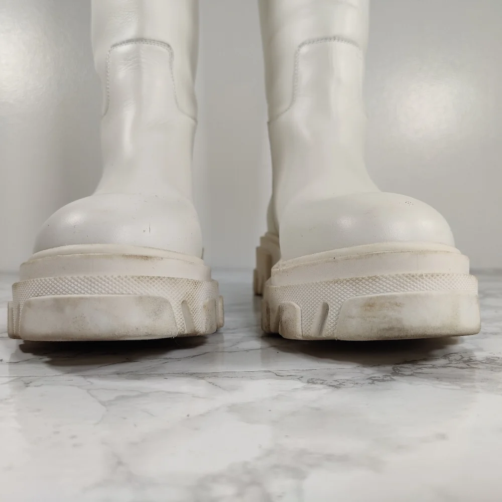 Gia X Pernille Tiesbaek White Leather Tubular Combat Boots Size 38.5 - Picture 4 of 14